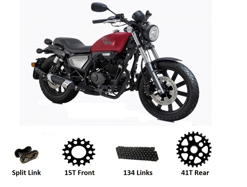  KEEWAY 125i K-LIGHT HEAVY DUTY BLACK CHAIN SPROCKET KIT  18-'25